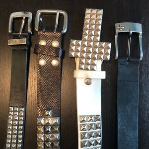 3 Studded Belts / 1 Black Leather Belt